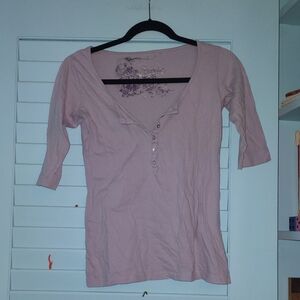purple Y2k 3/4 sleeve button up blouse from L'amour size small